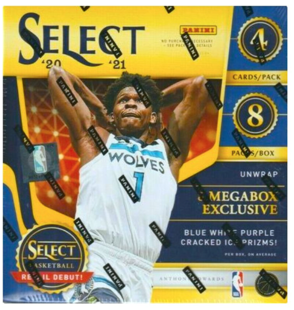 2020-21 PANINI SELECT BASKETBALL MEGA BOX - BLUE, WHITE, PURPLE CRACKED ICE PRIZMS